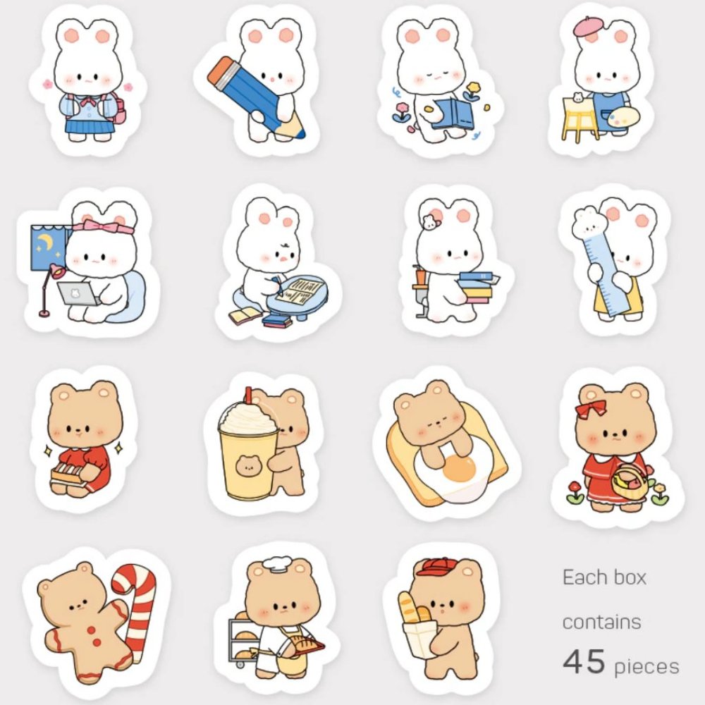 Kawaii Bear & Rabbit Sticker Pack - Picture 6 of 6